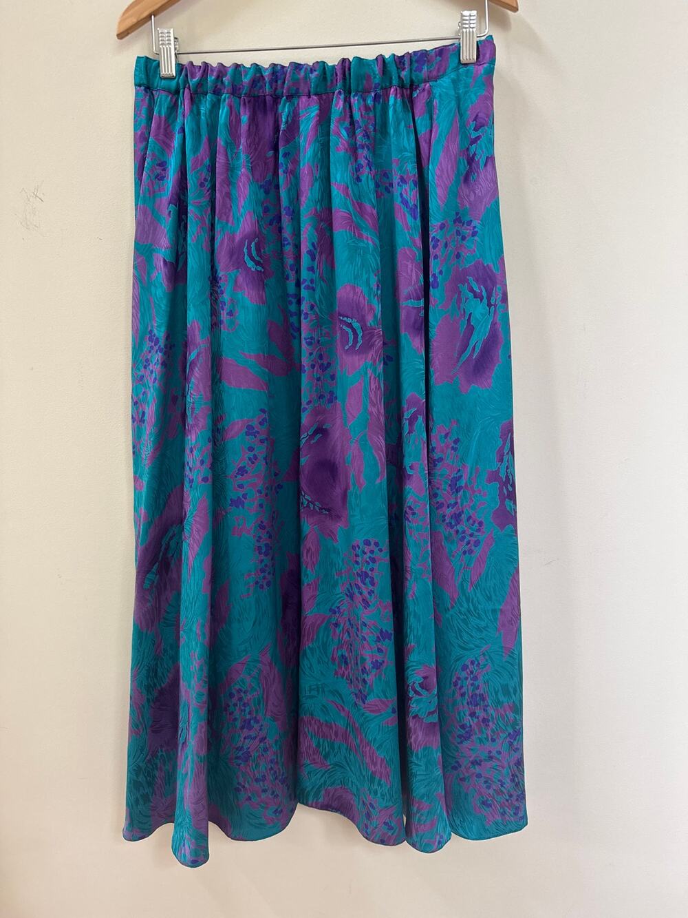 Vintage Nora Noh Silk Skirt Maxi Length 80s Retro Size 16 Boho Festival